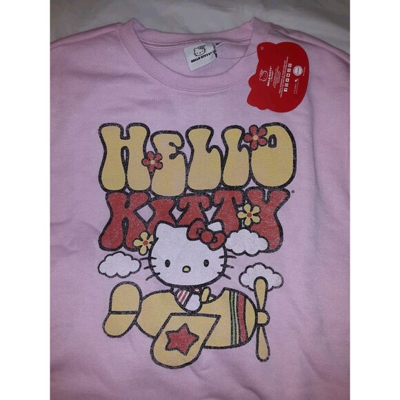 Sanrio Medium Hello KItty Pink Graphic Crewneck Sweatshirt NWT - Picture 3 of 12